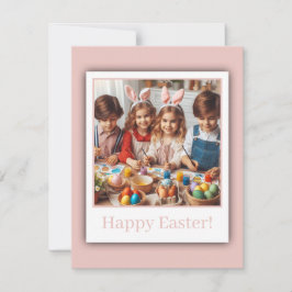 Gepersonaliseerde foto Happy Easter Roos Gold Eleg Feestdagenkaart
