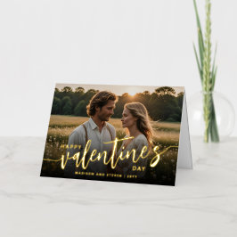 Gepersonaliseerde foto Happy Valentine's Day Elega Folie Wenskaart