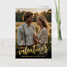 Gepersonaliseerde foto Happy Valentine's Day Elega Folie Wenskaart