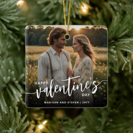 Gepersonaliseerde foto Happy Valentine's Day Elega Keramisch Ornament