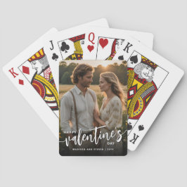 Gepersonaliseerde foto Happy Valentine's Day Elega Pokerkaarten