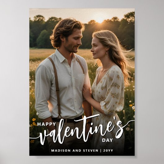 Gepersonaliseerde foto Happy Valentine's Day Elega Poster (Voorkant)