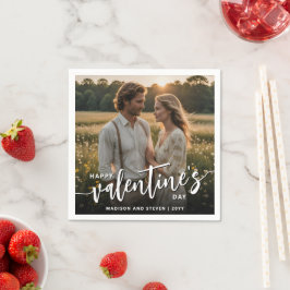 Gepersonaliseerde foto Happy Valentine's Day Elega Servet