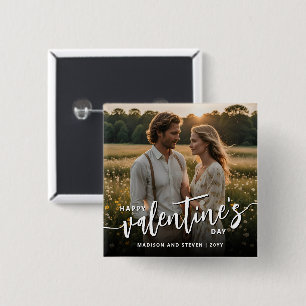 Gepersonaliseerde foto Happy Valentine's Day Elega Vierkante Button 5,1 Cm