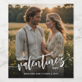 Gepersonaliseerde foto Happy Valentine's Day Elega Wijn Etiket (Enkel label)