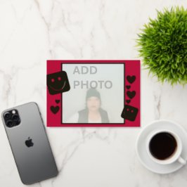 Gepersonaliseerde Foto Harten Glimlacht Gouden Fol Folie Feestdagenkaart