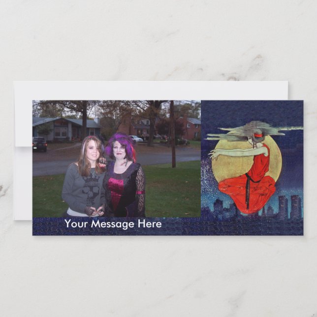 Gepersonaliseerde foto  heks vrouw die drijft (Voorkant)