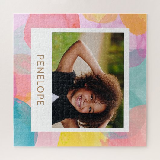 Gepersonaliseerde Foto Heldere Kleurrijke Waterver Legpuzzel (Horizontaal)