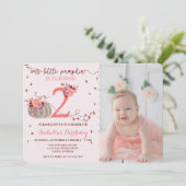 Gepersonaliseerde foto Herfst 2e verjaardagsuitnod Aankondiging (Staand voorkant)