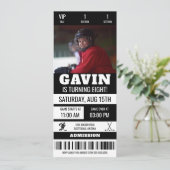 Gepersonaliseerde Foto Hockey Ticket Verjaardagsfe Kaart (Staand voorkant)