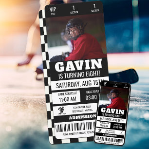 Gepersonaliseerde Foto Hockey Ticket Verjaardagsfe Kaart