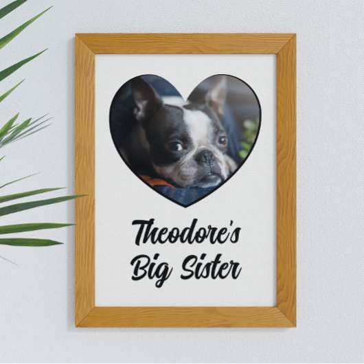 Gepersonaliseerde foto hond grote zus poster