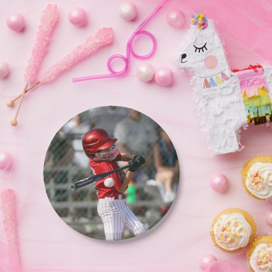 Gepersonaliseerde foto Honkbalspeler Verjaardag Papieren Bordje (Feest)