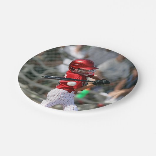 Gepersonaliseerde foto Honkbalspeler Verjaardag Papieren Bordje (Gekanteld)