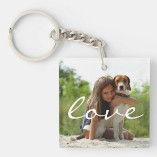 Gepersonaliseerde foto Huisdier en familie Keepsak Sleutelhanger