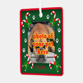 Gepersonaliseerde foto Huisdier Kerstboom Trim Metalen Ornament (Voorkant links)