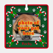 Gepersonaliseerde foto Huisdier Kerstboom Trim Metalen Ornament (Voorkant)
