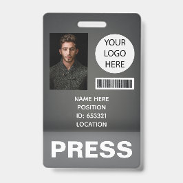 Gepersonaliseerde foto-ID Logo Journalist Press Pa Badge