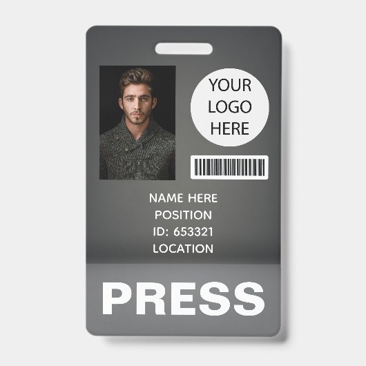Gepersonaliseerde foto-ID Logo Journalist Press Pa Badge (Voorzijde)