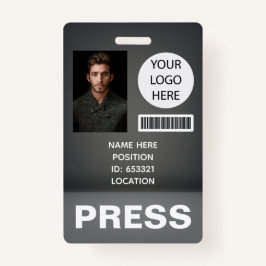 Gepersonaliseerde foto-ID Logo Journalist Press Pa Badge