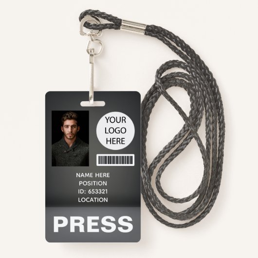 Gepersonaliseerde foto-ID Logo Journalist Press Pa Badge (Voorkant met draagriem)