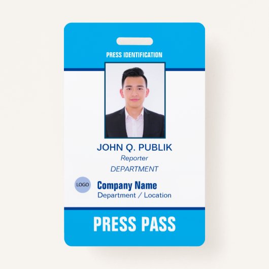 Gepersonaliseerde foto ID Press Badge (Voorkant)