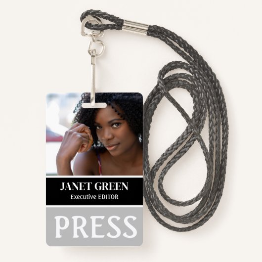 Gepersonaliseerde foto-ID Reporter Press Staff Pas Badge (Voorkant met draagriem)