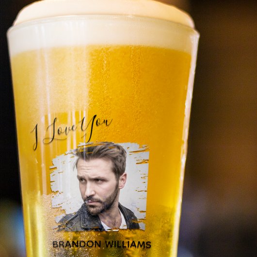 Gepersonaliseerde foto Ik hou van jou Glas