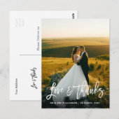 Gepersonaliseerde foto kalligrafie bruiloft Dank u Briefkaart (Voorkant / Achterkant)