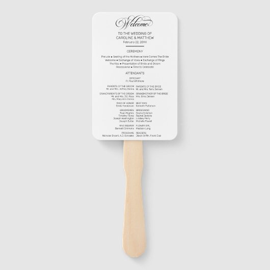 Gepersonaliseerde foto kalligrafie bruiloft progra handwaaier (Achterkant)