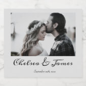 Gepersonaliseerde foto kalligrafie bruiloft Verlov Likeurfles Etiket (Enkel label)