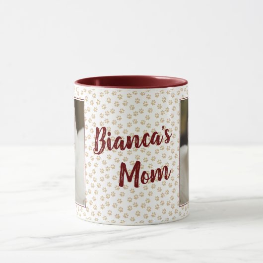 Gepersonaliseerde Foto Kat Mam Mok Bruin w / Paw P (Midden)