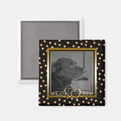 Gepersonaliseerde foto Keepsake Black Gold Polka s Magneet (Voorkant / Achterkant)