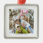 Gepersonaliseerde foto kerst 2025 metalen ornament (Voorkant)