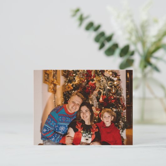 Gepersonaliseerde Foto Kerst Kaart - Vakantie Gift (Staand voorkant)
