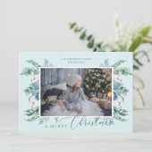 Gepersonaliseerde foto Kerst met kerstflans Feestdagenkaart (Staand voorkant)