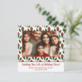 Gepersonaliseerde Foto Kerst Rode Rozen, Holly Feestdagenkaart (Staand voorkant)