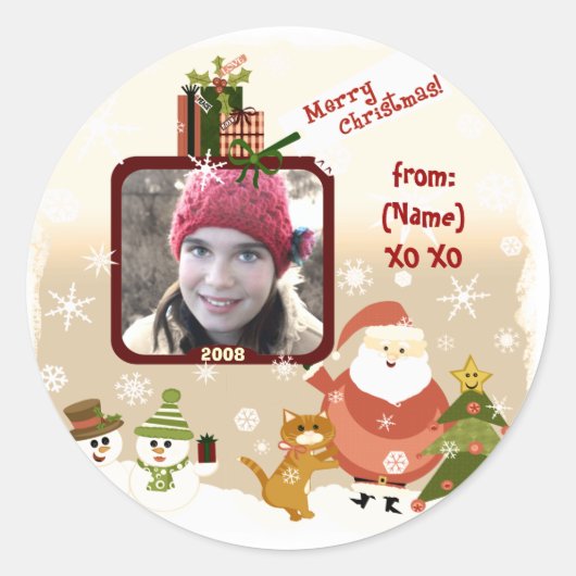 gepersonaliseerde foto Kerst stickers (Voorkant)