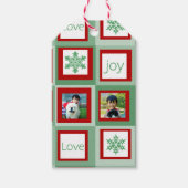 Gepersonaliseerde foto Kerstmis Rode en Groene Ple Cadeaulabel (Voorkant)