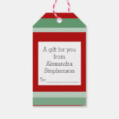 Gepersonaliseerde foto Kerstmis Rode en Groene Ple Cadeaulabel (Achterkant)