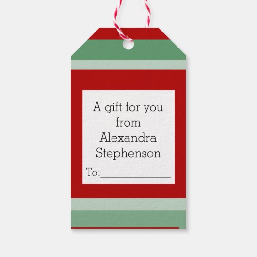Gepersonaliseerde foto Kerstmis Rode en Groene Ple Cadeaulabel (Achterkant)