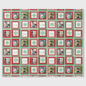 Gepersonaliseerde foto Kerstmis Rode en Groene Ple Cadeaupapier (Vlak)
