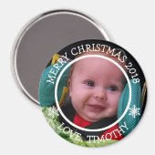 Gepersonaliseerde foto-kerstsnowflakes Magnet (Voorkant / Achterkant)