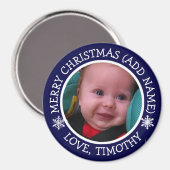 Gepersonaliseerde foto-kerstsnowflakes Magnet (Voorkant / Achterkant)
