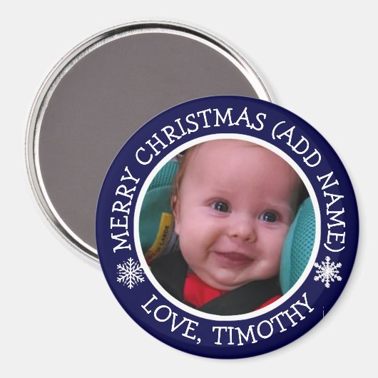 Gepersonaliseerde foto-kerstsnowflakes Magnet (Voorkant / Achterkant)