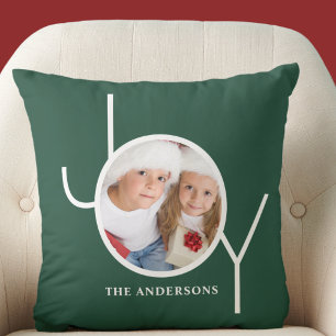 Gepersonaliseerde foto Kerstvakantie Pine Green Kussen