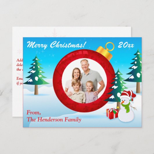 Gepersonaliseerde FOTO kerstversiering Post Kaart  (Voorkant / Achterkant)