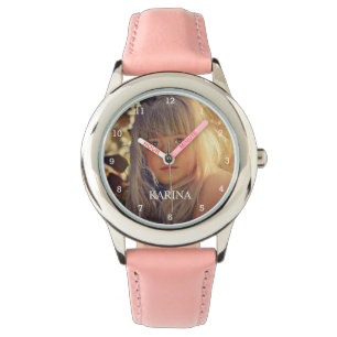 Gepersonaliseerde foto Kinder familienaam meisjes  Horloge