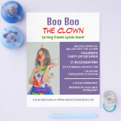 Gepersonaliseerde foto, kinderentertainer, clown flyer (Enkel)