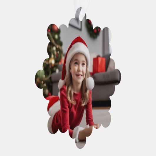Gepersonaliseerde foto Kleinkind's Kerstversiering Ornament Kaart (Rechts)